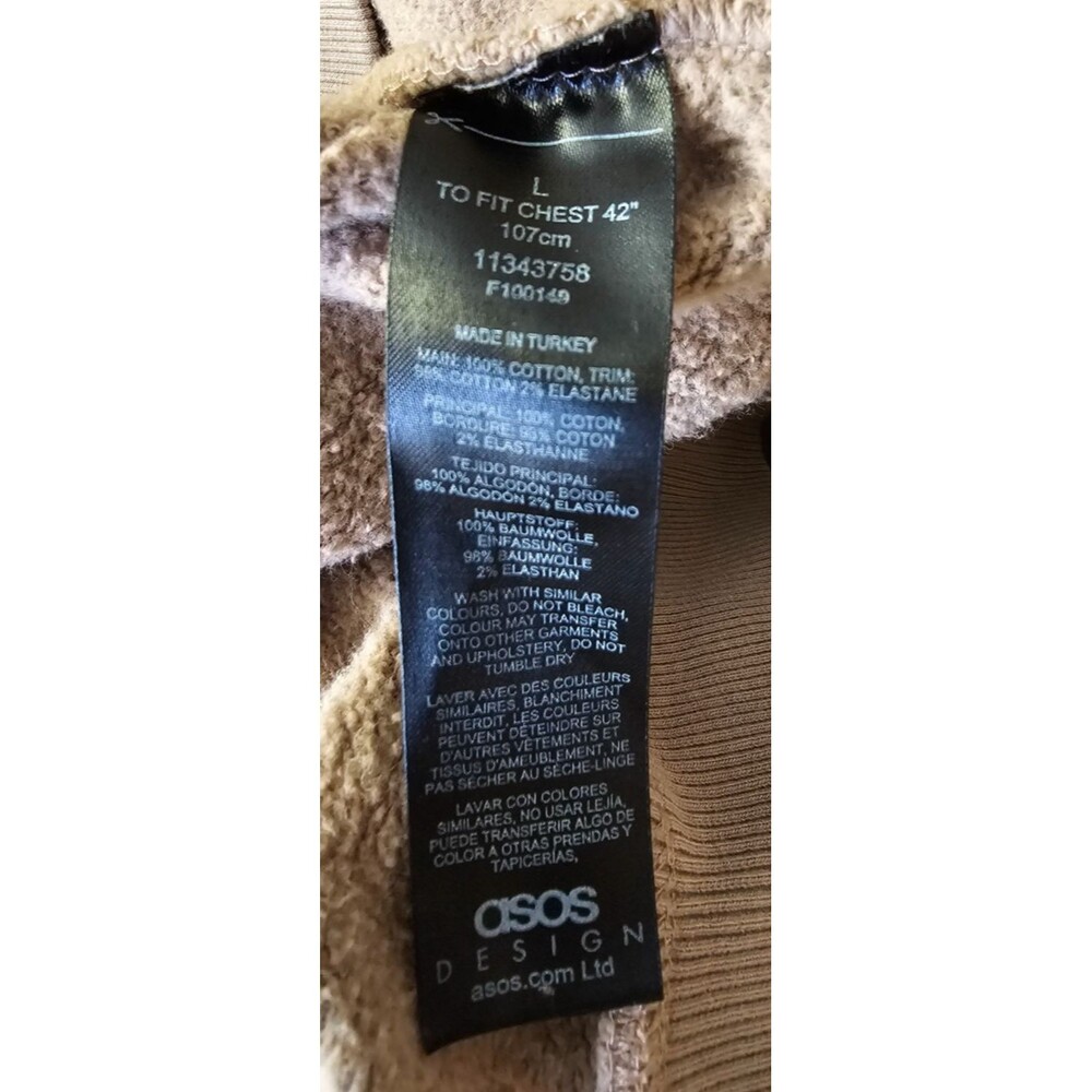 ASOS DESIGN Full Zip Up Hoodie light brown Casual Comfy Everyday Size L - Picture 4 of 4